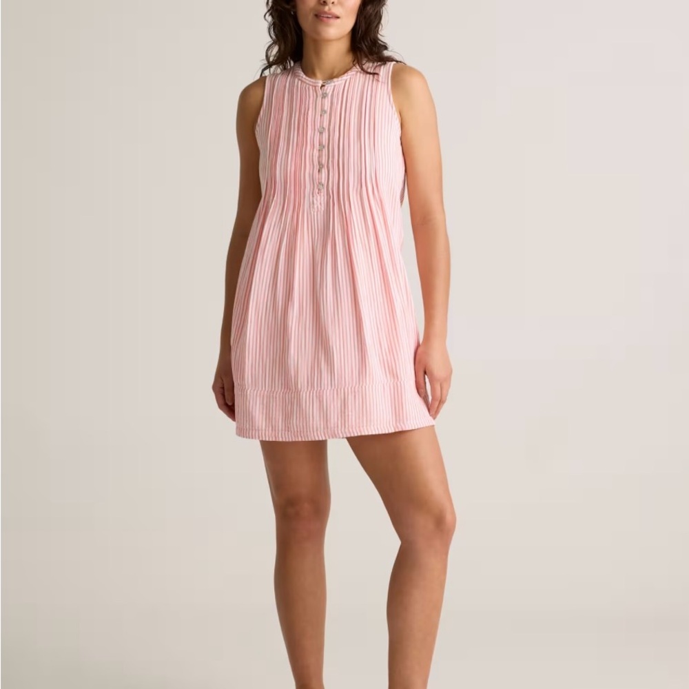 Quince Pink Striped Mini Dress